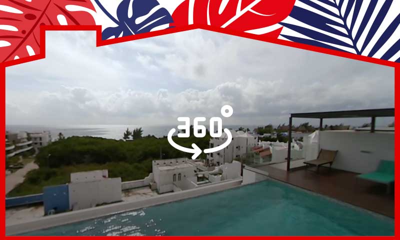360° Video Explore Panoramic Rooftop Pool Views in Playa del Carmen